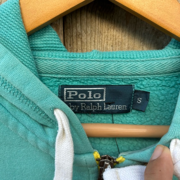 Vintage Polo Ralph Lauren Zip Hoodie Light Blue Mens Size Small Heavyweight - Picture 3 of 15